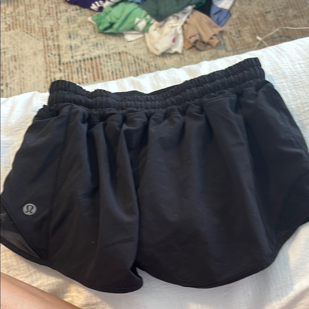 lululemon athletica Black Athletic Shorts with Reflective Logo